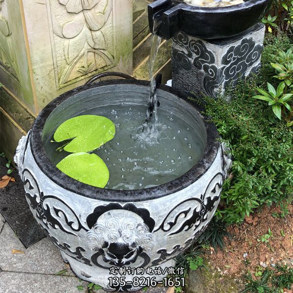 庭院大型流水養魚青石石雕缸雕塑