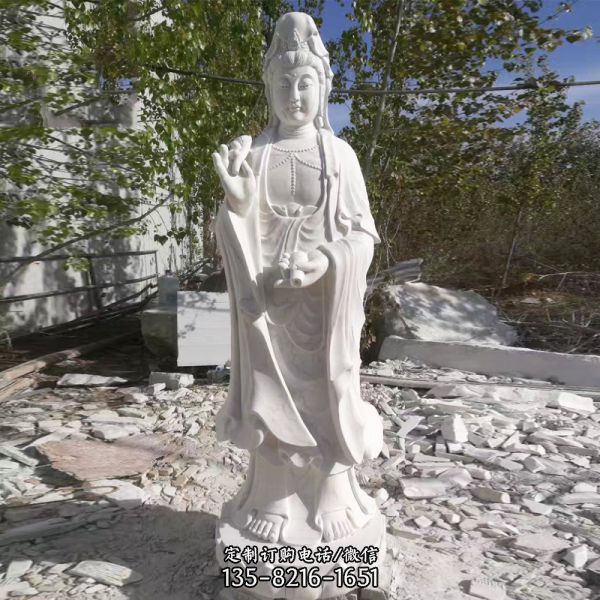 漢白玉石雕大型景觀觀音雕塑