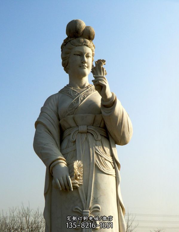 十二花神之十二月水仙花梁玉清漢白玉古代美女雕像