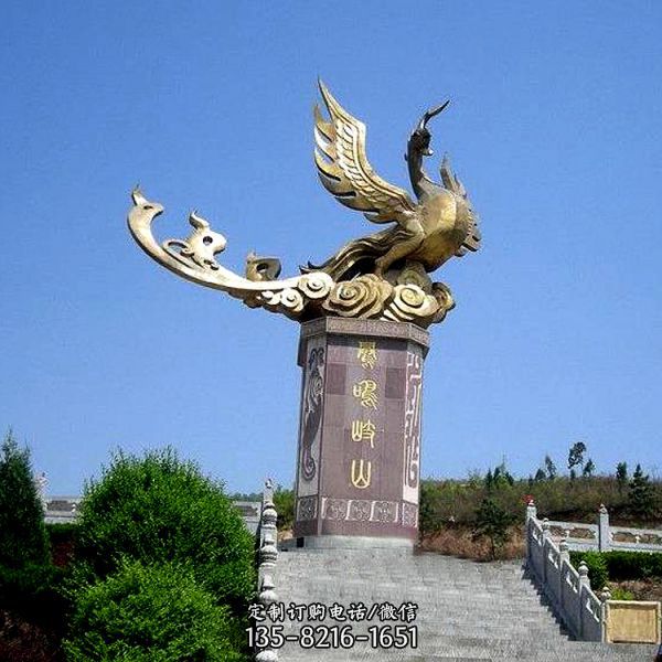 廣場不銹鋼浮雕飛翔的鳳凰雕塑