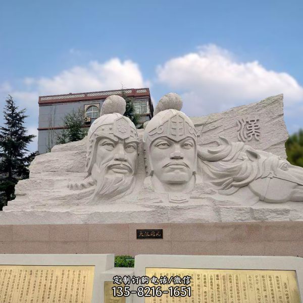 大型景觀衛青與霍去病石刻浮雕頭像雕塑戶外園林霍去病雕塑