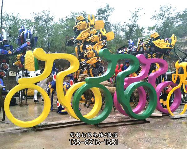 騎車人物玻璃鋼雕塑體育運動雕像公園園林噴漆景觀擺件可定做_627