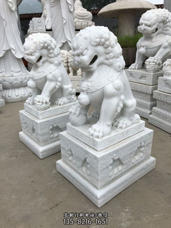 寺廟庭院創意石雕獅子鎮宅招財獅子雕塑