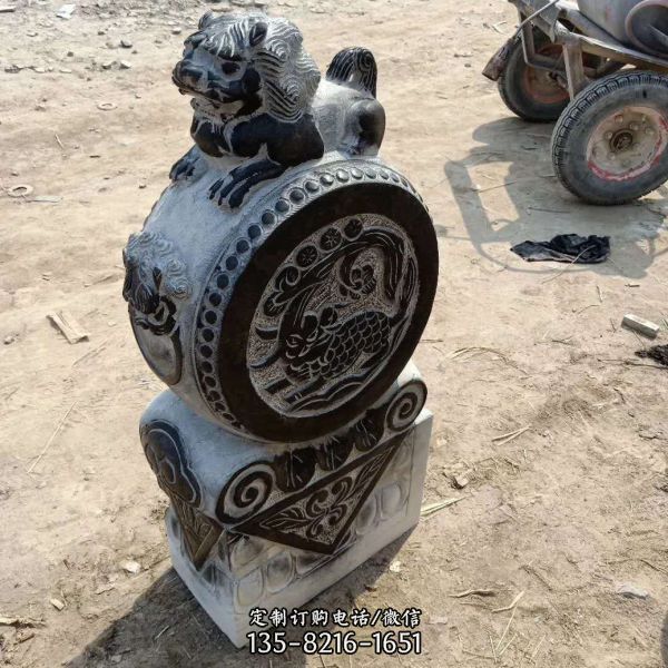 仿古青石古建大門雕塑擺件