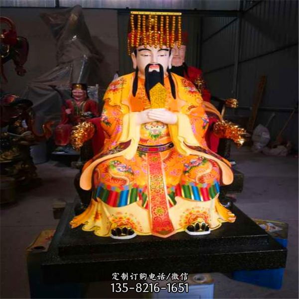 寺廟大型玻璃鋼彩繪東岳大帝雕塑
