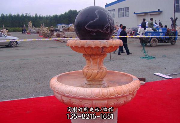 庭院小型晚霞紅風水球盆景觀石雕