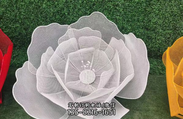 不銹鋼創意白色花朵雕塑