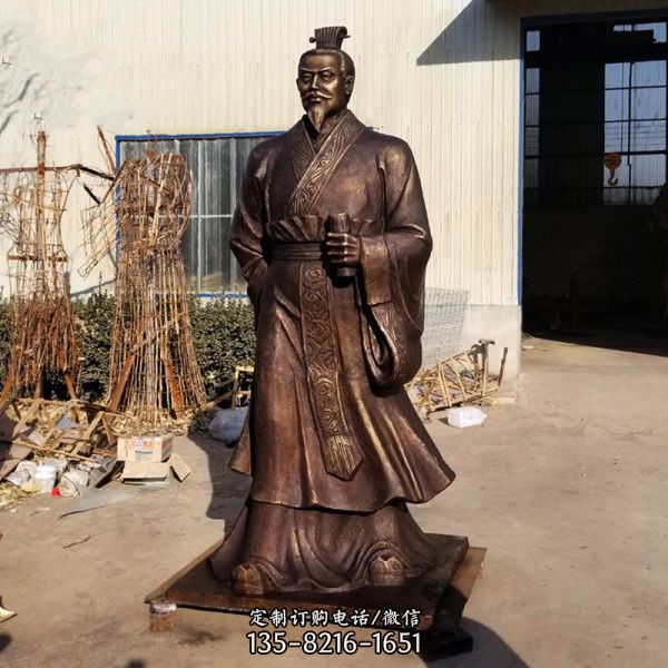 學院廣場西漢武帝劉徹玻璃鋼仿銅雕塑