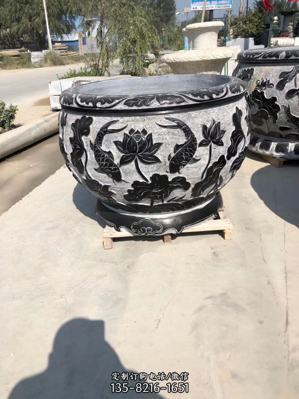 別墅庭院招財大型景觀青石石雕魚缸雕塑