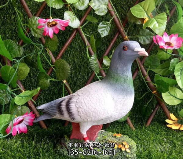 戶外景區玻璃鋼彩繪鴿子雕塑