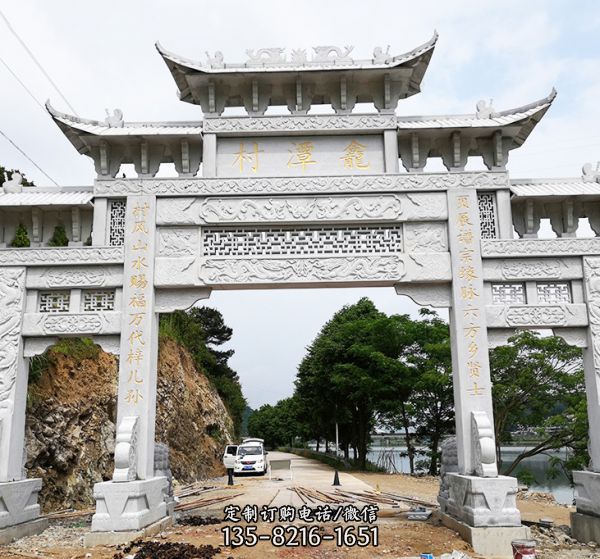 東夏侯三門仿古城門樓石雕牌坊