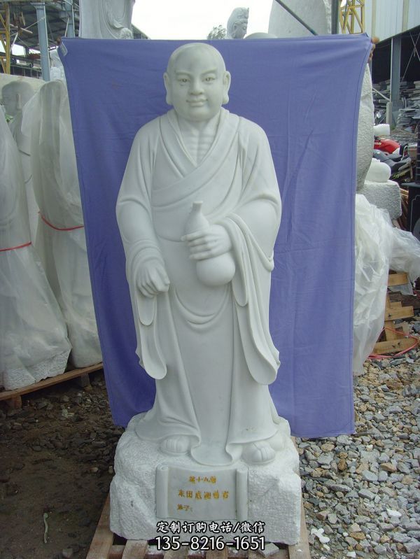寺廟石雕那胡蘿的漢白玉十八羅漢雕塑