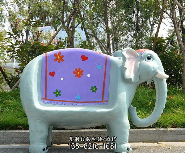公園玻璃鋼彩繪創意座椅大象雕塑