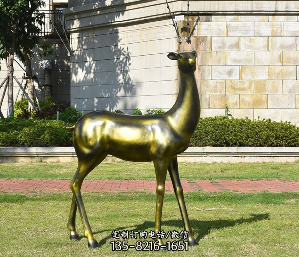 公園別墅不銹鋼仿銅鹿雕塑