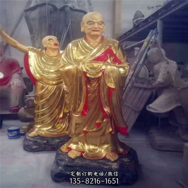 玻璃鋼彩繪戶外寺廟大型景觀十八羅漢雕塑