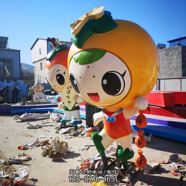卡通戶外仿真香橙水果模型美陳玻璃鋼雕塑