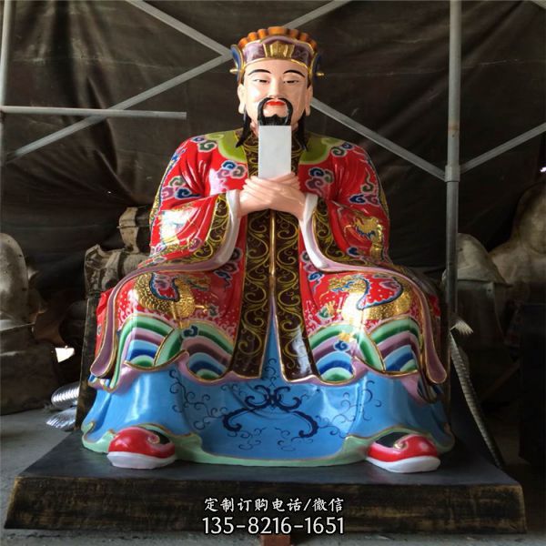 戶外寺廟大型景觀玻璃鋼彩繪判官雕塑