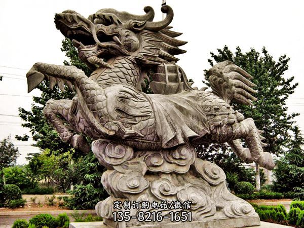 戶外廣場(chǎng)大型踏著祥云的神獸麒麟雕塑