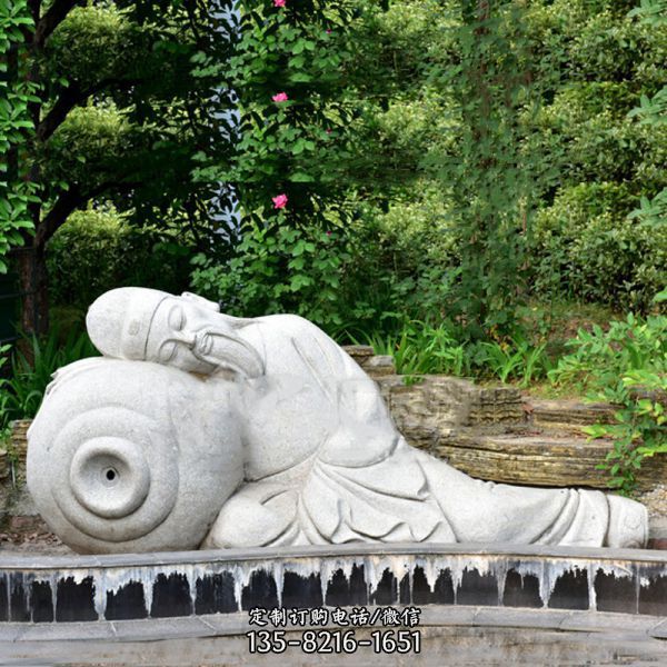 公園唐代詩人李白醉酒砂巖石雕景觀