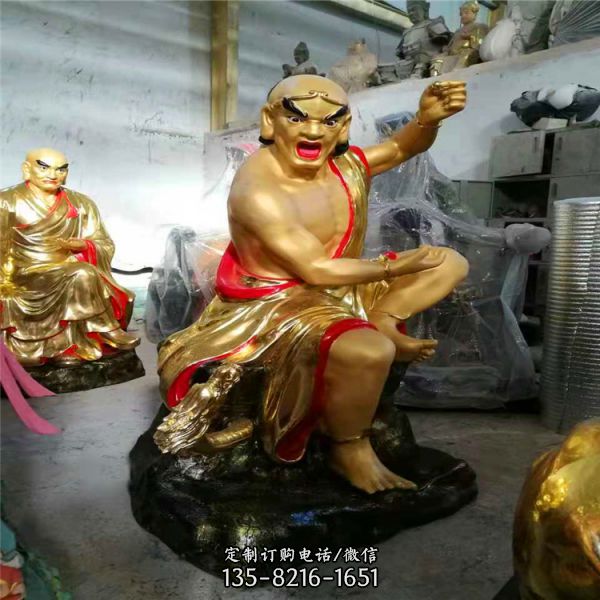 玻璃鋼彩繪大型景觀裝飾品十八羅漢雕塑