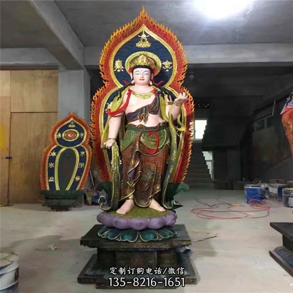 寺廟玻璃鋼彩繪神佛三圣雕塑