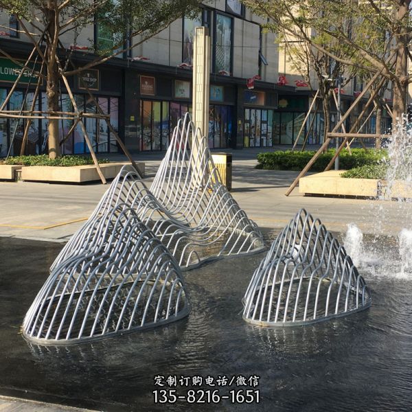 城市不銹鋼景觀雕塑定制園林小區標志擺件創意水景抽象假山雕塑