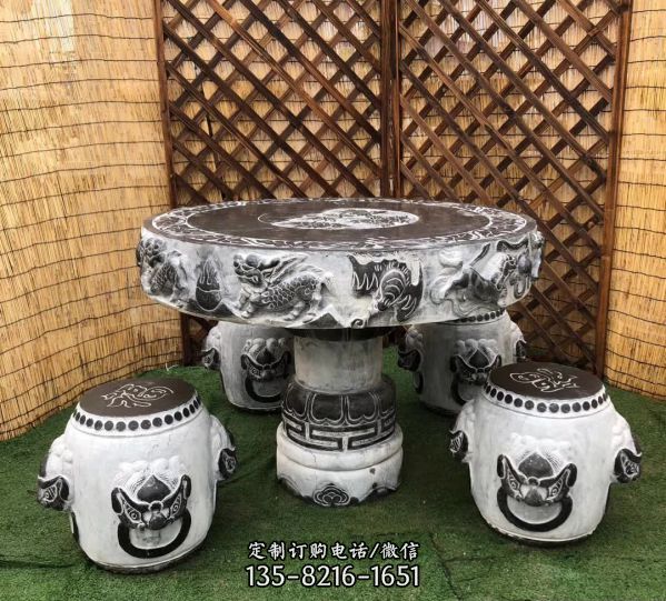 小區廣場擺放休閑創意大理石桌凳