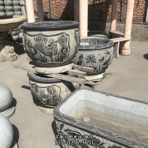 庭院寺廟仿古做舊石雕青石花盆diaos