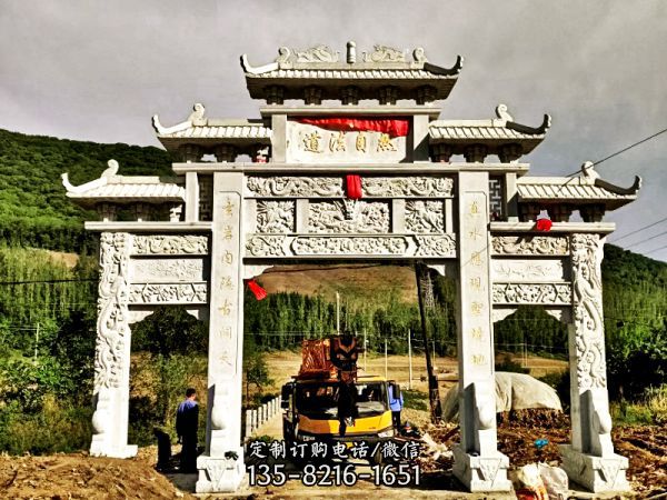 寺院山門青石仿古建筑斗拱門樓牌坊