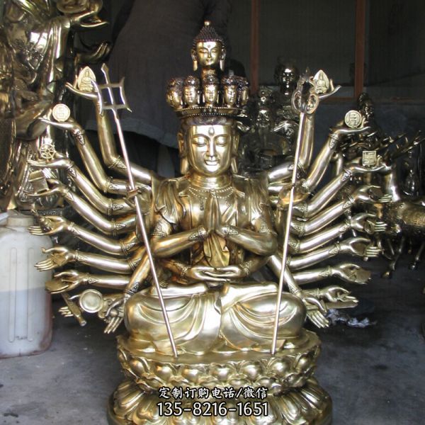 景區(qū)寺廟不銹鋼鎏金供奉菩薩觀音雕塑