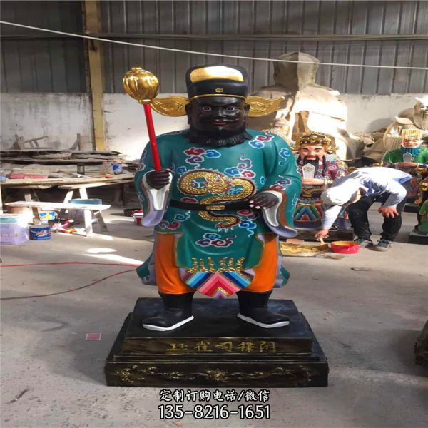 玻璃鋼彩繪創意寺廟景區判官雕塑