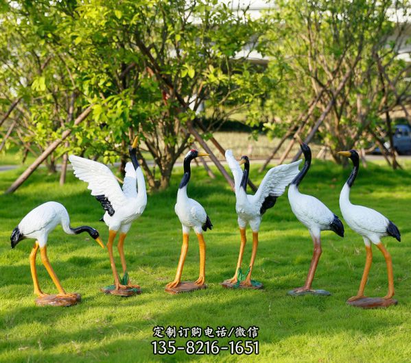 公園玻璃鋼彩繪創意鶴雕塑