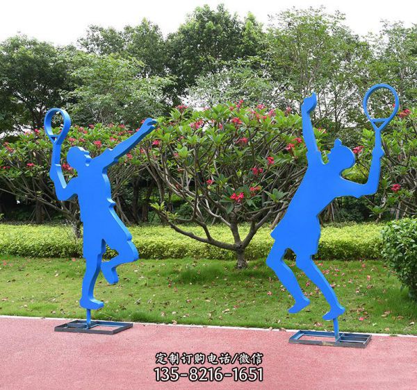 不銹鋼公園打羽毛球人物雕塑