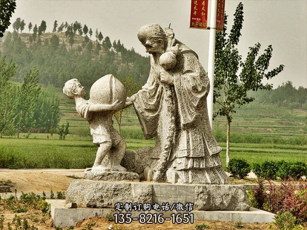 戶外大型大理石石雕壽星福祿壽雕塑