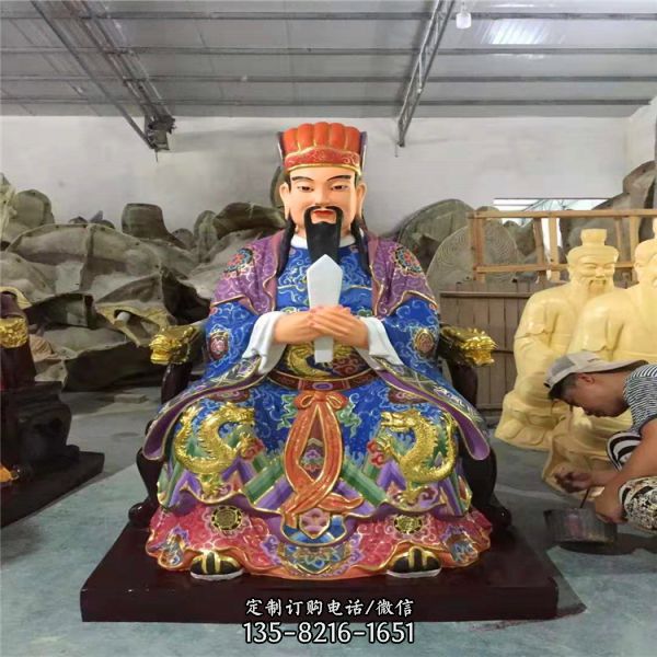 寺廟庭院創意玻璃鋼彩繪馬王爺雕塑
