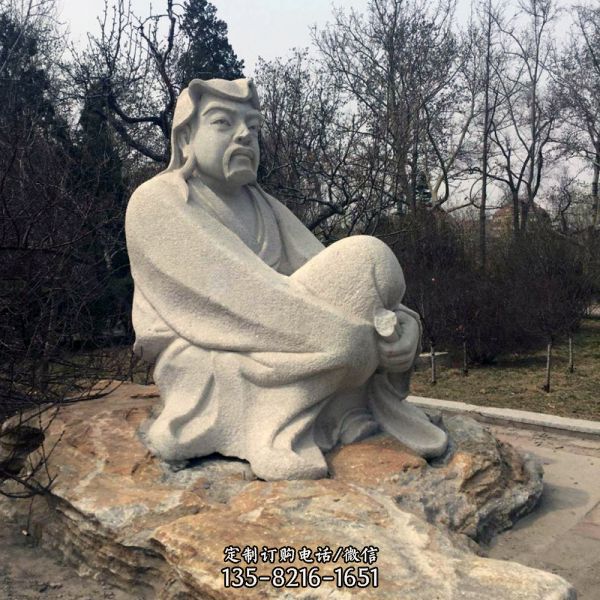 公園園林田園詩派鼻祖陶淵明坐姿砂石雕塑