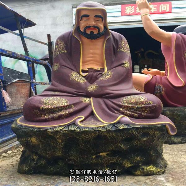 玻璃鋼彩繪坐著的十八羅漢雕塑