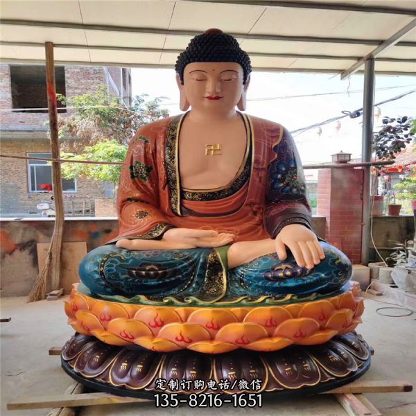 玻璃鋼彩繪戶外大型景觀三寶佛雕塑
