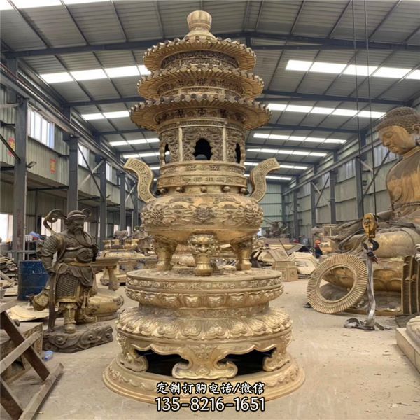創意不銹鋼噴金鎏金大型香爐雕塑