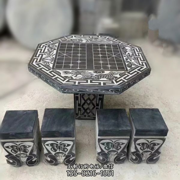 公園象棋雕刻網格仿古桌凳石雕