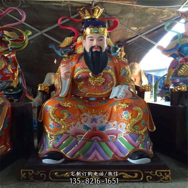 寺廟大型人物景觀玻璃鋼彩繪文昌帝君雕塑