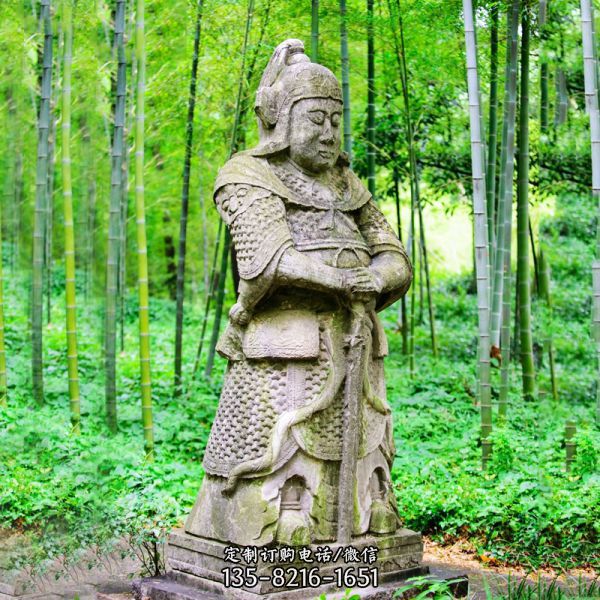 園林仿古石雕像站立中的常遇春雕塑