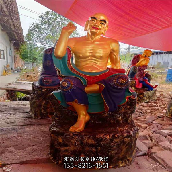 玻璃鋼彩繪景區寺廟大型十八羅漢雕塑