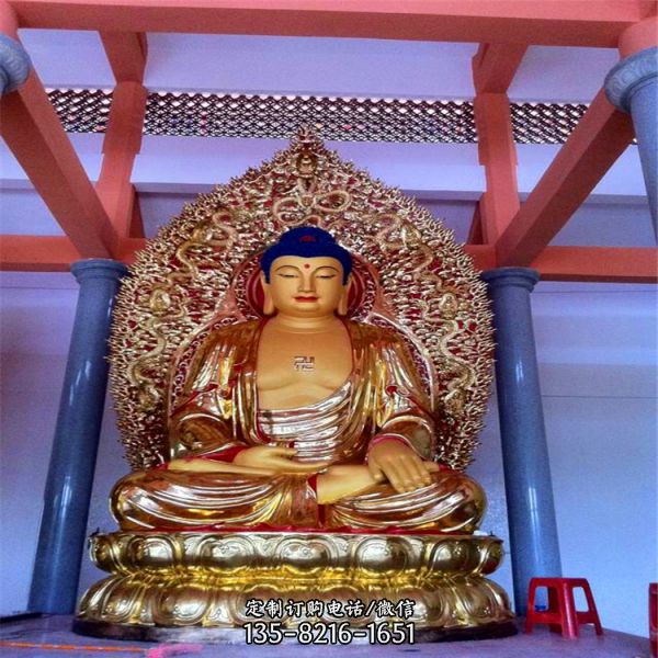 不銹鋼噴金烤漆大型景觀神佛三寶佛雕塑