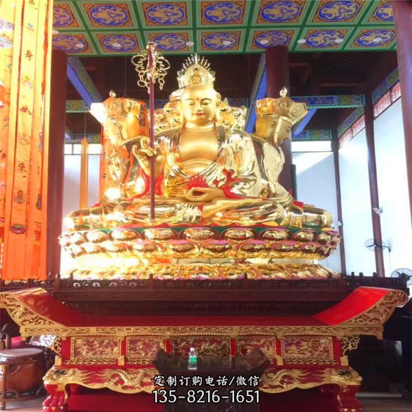 大型寺廟供奉佛道不銹鋼仿銅地藏王雕塑