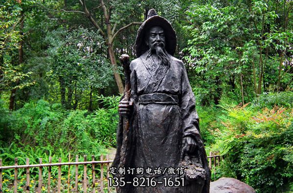 中國古代著名文學家東晉田園詩人陶淵明銅雕塑