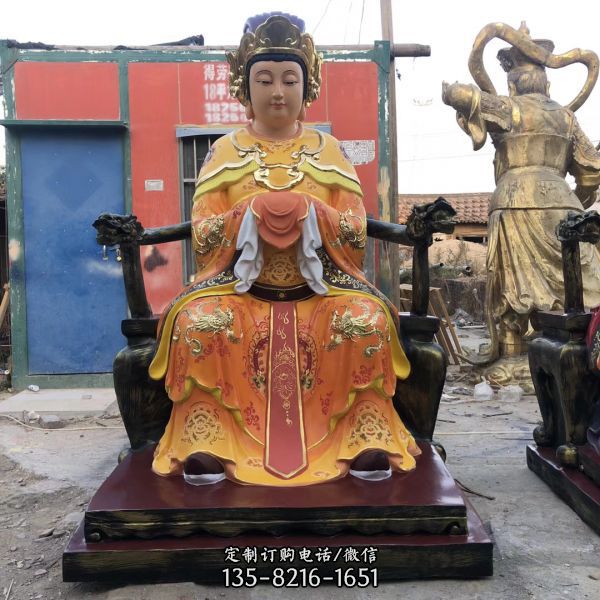 寺廟銅雕彩繪王母娘娘雕塑