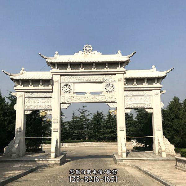 新款大理石景區入口擺放牌坊石雕