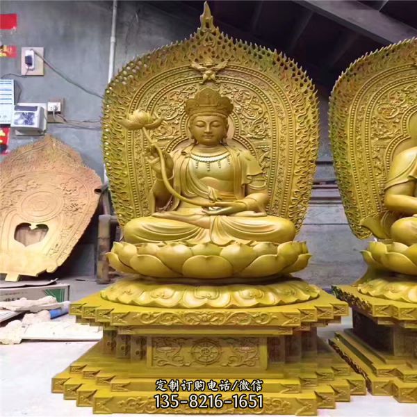 景區不銹鋼噴金烤漆三圣雕塑