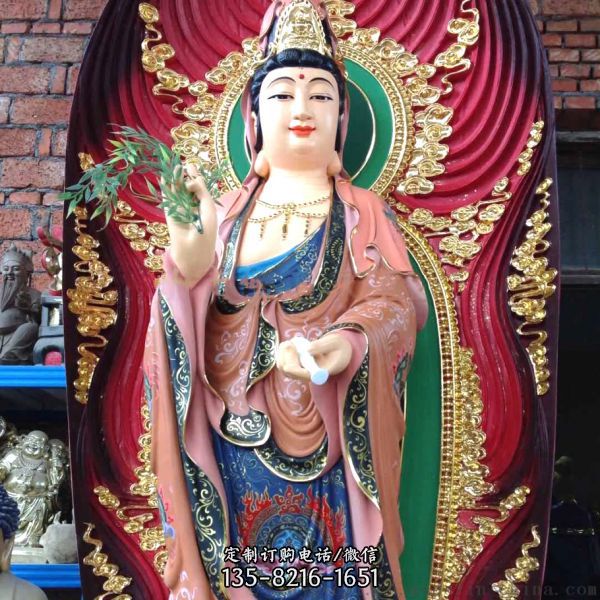 景區玻璃鋼戶外大型供奉神佛三圣雕塑